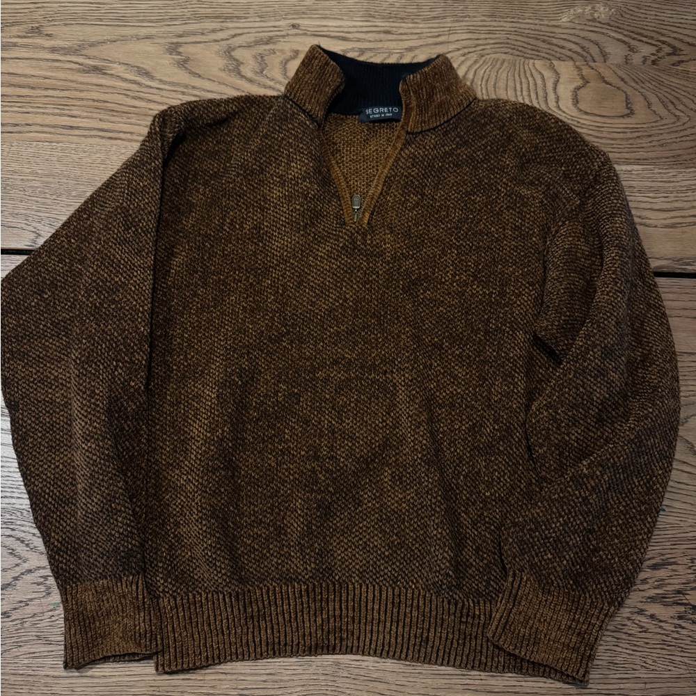 Men's Brown Zip-Up Sweater